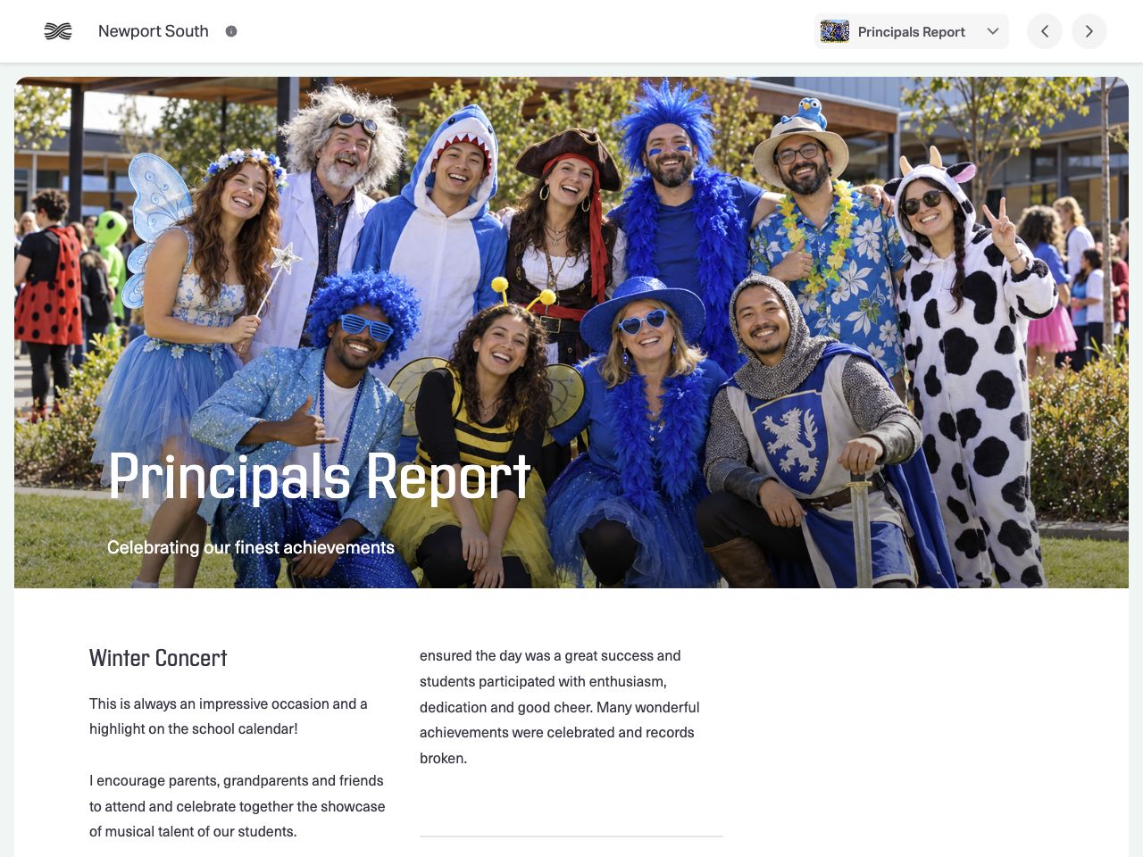 Illustrative school newsletter preview