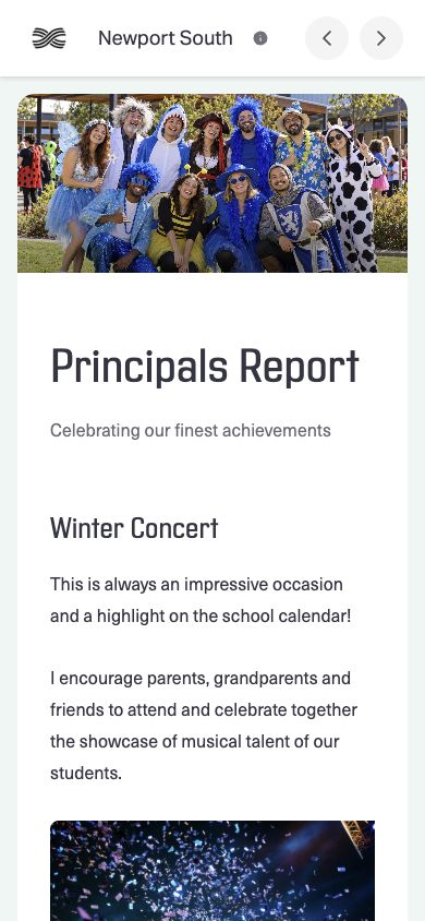 Illustrative school newsletter preview